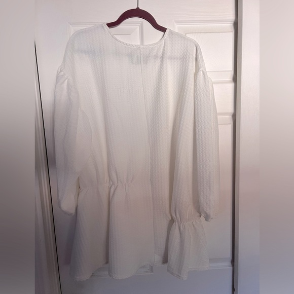 ASOS DESIGN oversized seam front detail mini dress in ivory size 8 - Picture 6 of 9